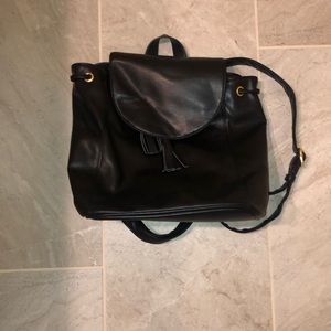 Black leather backpack